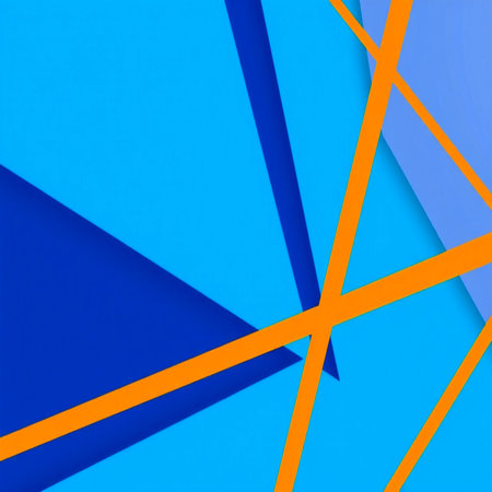Abstract background of blue and orange geometric shapes. 3d rendering.の写真素材