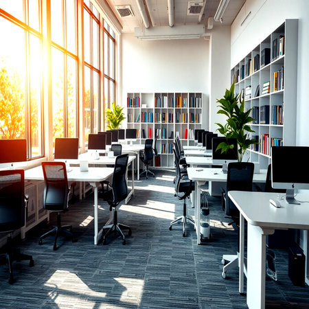 Modern office interior. 3D rendering and copyspace for your textの写真素材