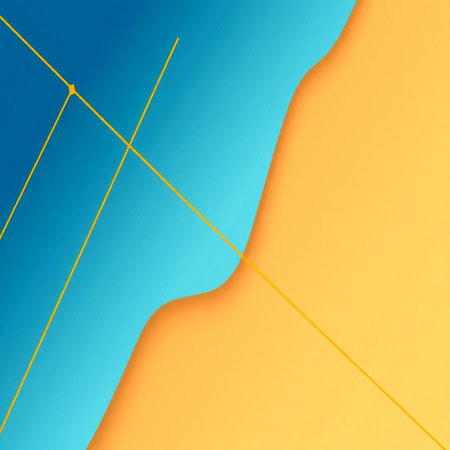 abstract blue and yellow background with line and copy space for textの写真素材