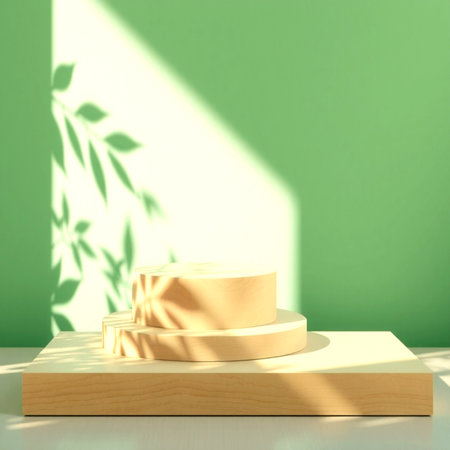 3d render, abstract background, geometric forms, podium for product presentation.の写真素材