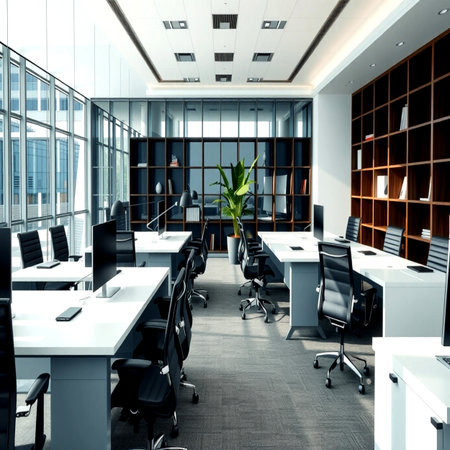 Modern office interior. 3d rendering image. Computer digital drawing.の写真素材