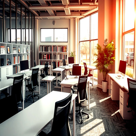 Modern open space office interior. 3D Rendering, 3D illustrationの写真素材