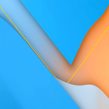 Abstract blue and orange background with curved lines. 3d render illustrationの写真素材