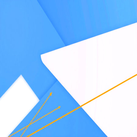 Abstract blue and white paper background with yellow line. Copy space.