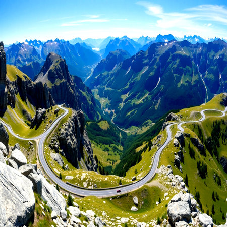 Alpine road in the Dolomites, South Tyrol, Italy