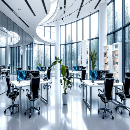 Interior of a modern office. 3d rendering, 3d illustration.の写真素材