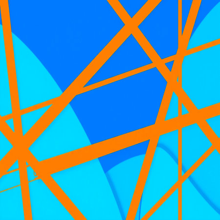 abstract blue and orange background with lines and dots. 3d illustration