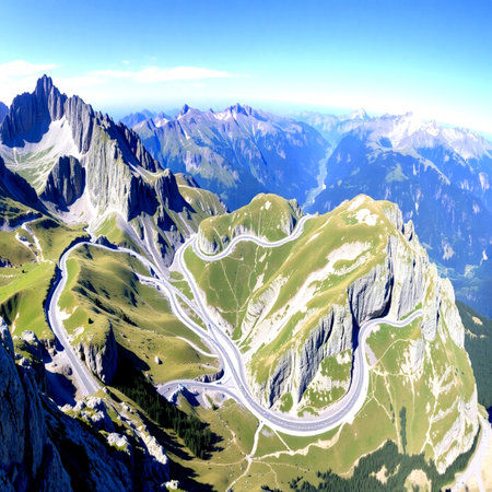 Aerial panoramic view of the Dolomites, Italy.の写真素材