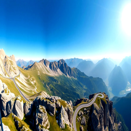Fantastic panoramic aerial view of the mountains, Italyの写真素材