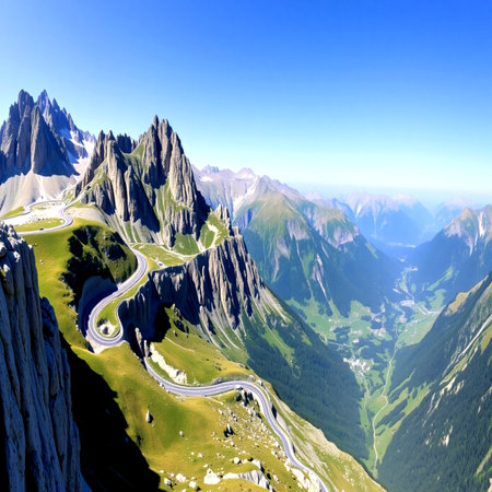Fantastic panoramic view of the Dolomites.の写真素材