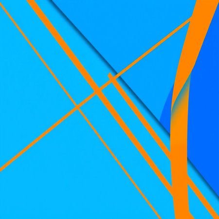 Abstract blue and orange background with diagonal lines. Minimal design.の写真素材