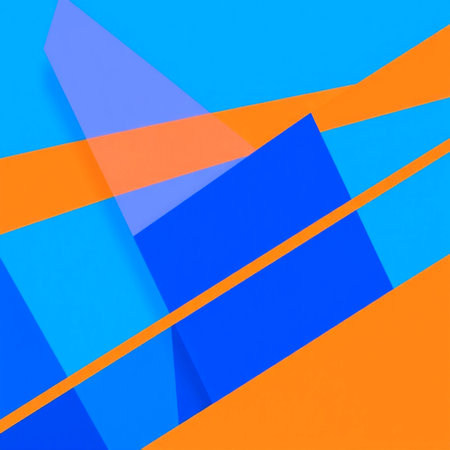 abstract blue and orange background with some soft shades and folds in itの写真素材