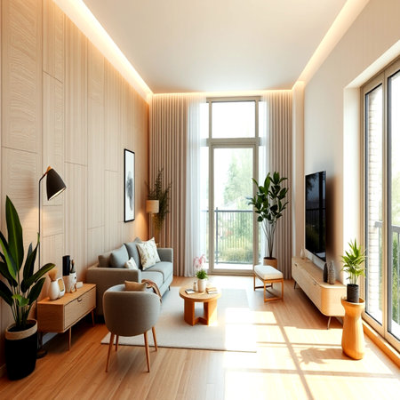 interior of modern bright living room. 3d rendering mock upの写真素材