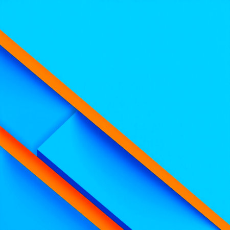 Abstract blue and orange background. Minimal design. 3d renderの写真素材