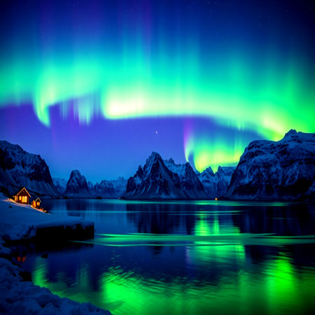 Aurora borealis at Lofoten islands, Norway