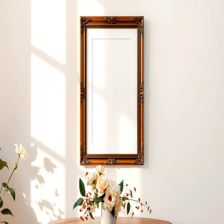 Blank picture frame mockup in modern interior. 3d renderの写真素材