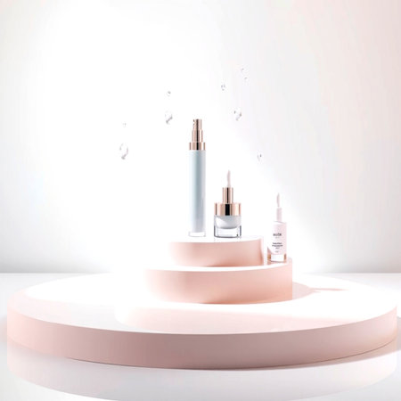 Cosmetic product on podium 3d render concept for skin care productの写真素材