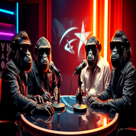 Group of people playing video games in the night club. Entertainment concept.の写真素材