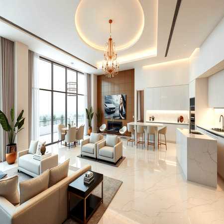 Luxury living room interior design. 3d render concept.