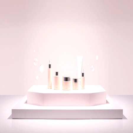 3d render of cosmetic product display podium on a white background.の写真素材