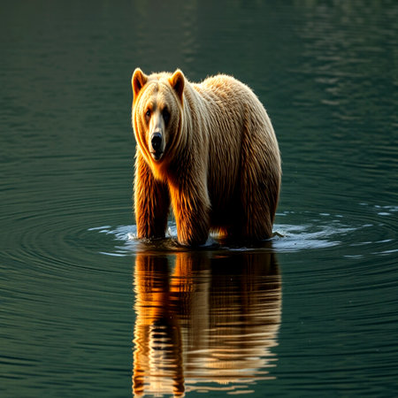 Brown bear (Ursus arctos) in the waterの写真素材