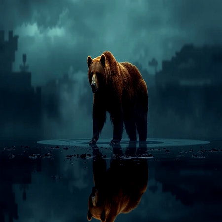 Grizzly bear on a dark background. 3d renderingの写真素材