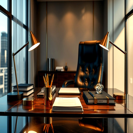 Luxury modern office interior. 3D Rendering mock upの写真素材
