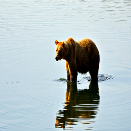 brown bear on the water in summer day, Ursus arctos