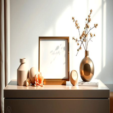 Mock up frame in modern interior background, 3D render illustration
