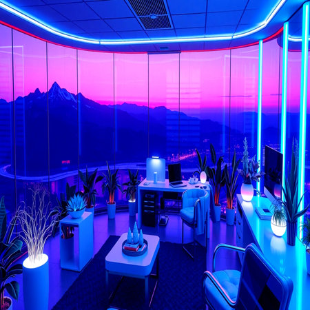 Futuristic interior of a modern office. 3D rendering.の写真素材