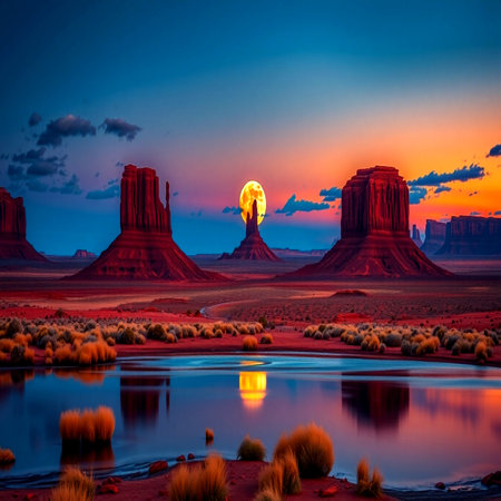 Monument Valley at sunset in Arizona, United States of America.の写真素材