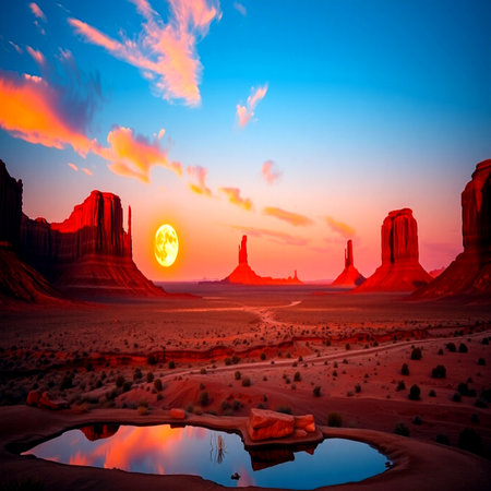 Sunset in Monument Valley, United States of America.の写真素材