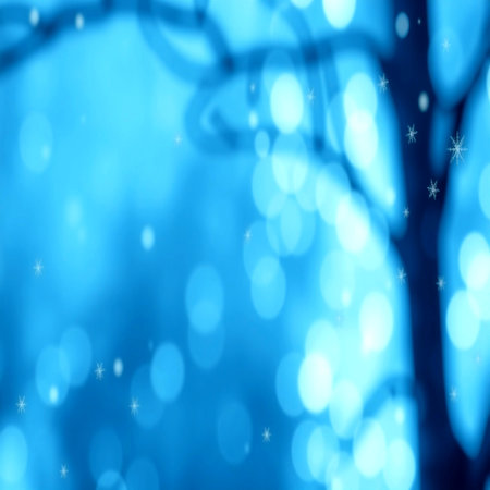 christmas background with snowflakes and bokeh in blueの写真素材