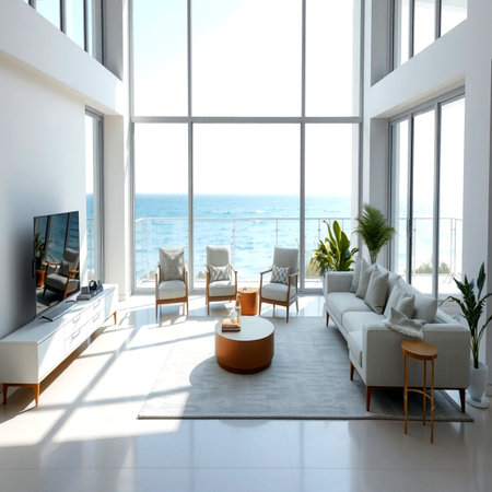 modern bright interiors apartment 3d rendering mockup computer generated imageの写真素材