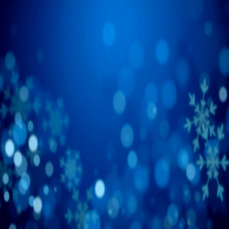 Abstract bokeh background with snowflakes and stars in blue colorsの写真素材