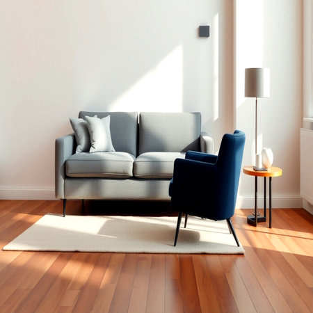 modern living room with sofa and coffee table. 3d render illustrationの写真素材