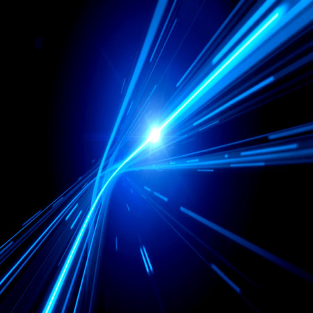 Abstract blue light on black background. Vector illustration. Eps 10.の写真素材