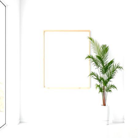 Mock up poster frame in interior background, 3d render illustration