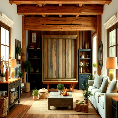 3d render of a living room interior in a country house.の写真素材