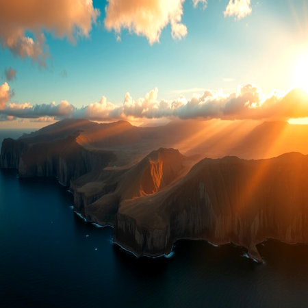 Mountain and sea. 3D illustration renderの写真素材