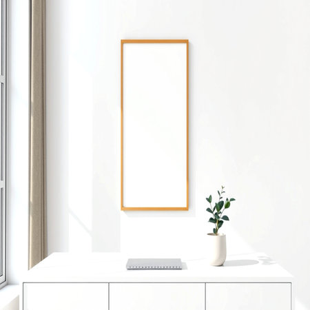 Mock up poster frame in modern interior background, 3D render