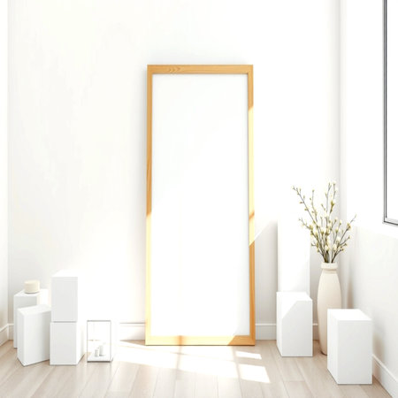 Mock up poster frame in modern interior background, 3d render