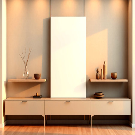 Mock up poster frame in modern interior background, 3d render