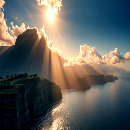 Sunset over the sea. Beautiful summer landscape. Composition of nature.