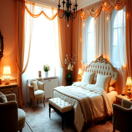 Interior of a luxury bedroom. 3D render. 3D illustrationの写真素材