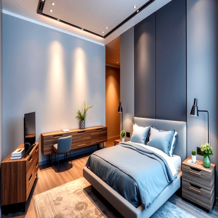 Luxury bedroom interior in modern style. 3D rendering.の写真素材