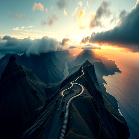 Aerial view of the road.