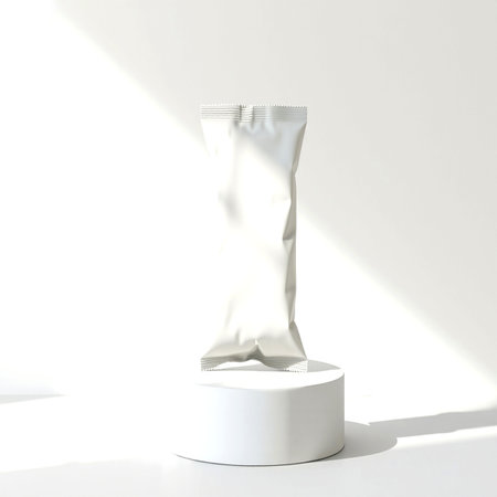 3D rendering of a white package on a white background.