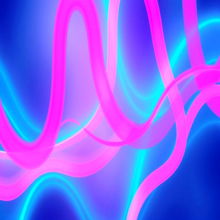 abstract background with pink and blue wavy lines on a blue background