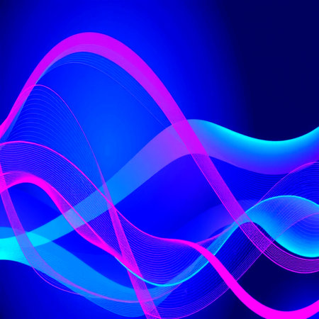 abstract blue background with smooth wavy lines. Vector illustration.